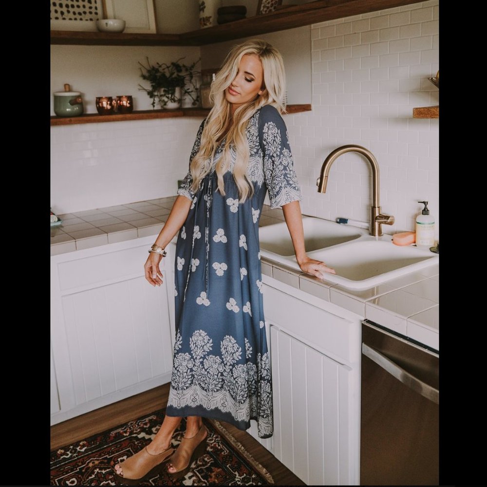 NWT Wren & Ivory Nakia Dress - Dusty Blue